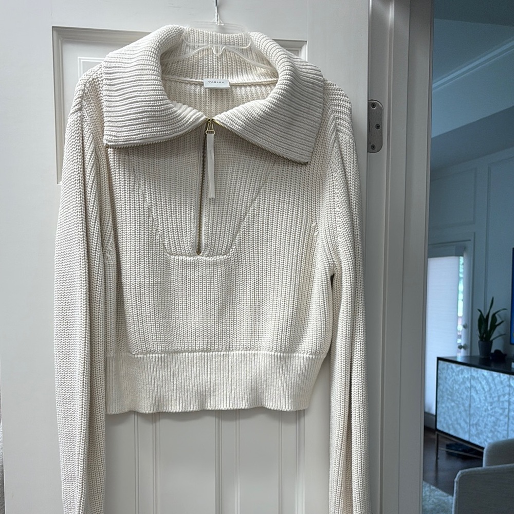 Varley Cream Ribbed Sweater